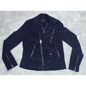 NWT|Theory Modern Moto 2.0 Fulton Navy Faux Suede Jacket